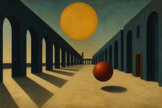 Surreal mid-century plaza print